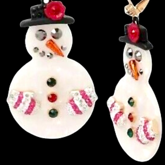 New BETSEY JOHNSON Snowman Drop Earrings - Picture 2 of 9